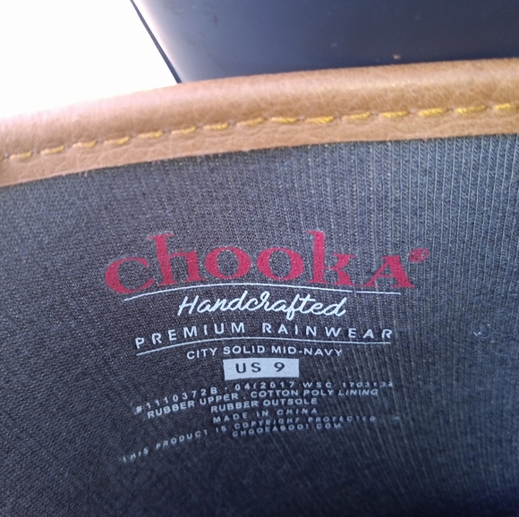 🆕Chooka City Solid Mid Waterproof Rain Boot Navy Blue w/ Brown Trim Size 9 - Picture 14 of 15